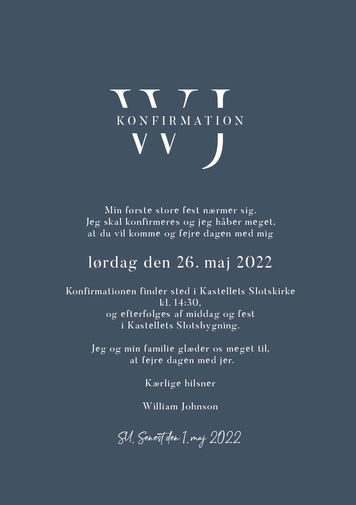 Invitationer - William Johnson konfirmation
